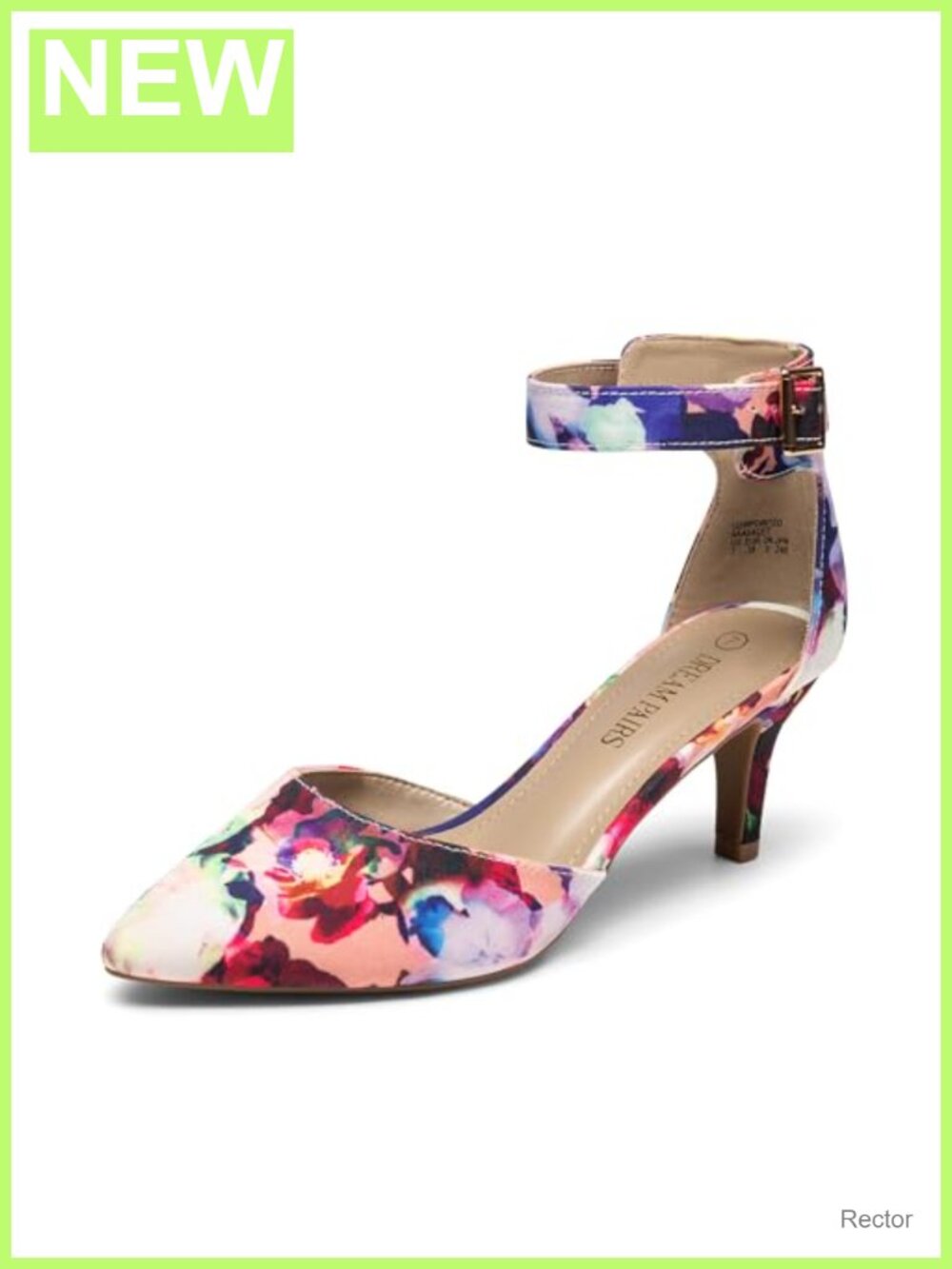 Kitten Heels Ankle Strap Pumps with Faux Leather Insole
